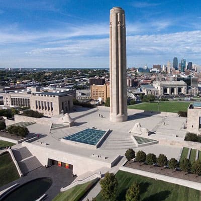National World War I Museum with Kansas City Backdrop